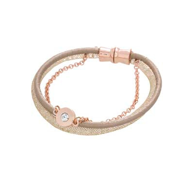 Merx fashion bracelet  19cm   Available in 3 colour choices  Champage  Crystal and Rose Gold  Rhodium Black and Crystal  Matte Gold taupe and Crystal   