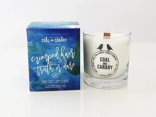 Coal and Canary Crimped Hair Truth or Dare glass jar candle and box