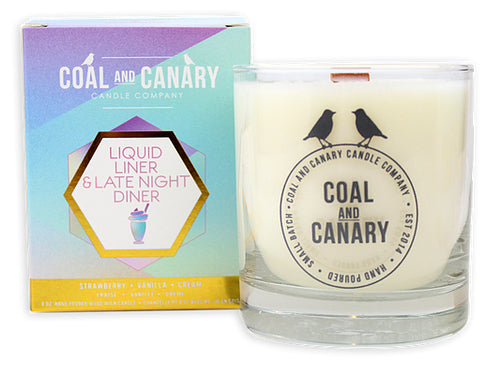Coal and Canary Liquid Liner &amp; Late Night Diner glass jar and candle box