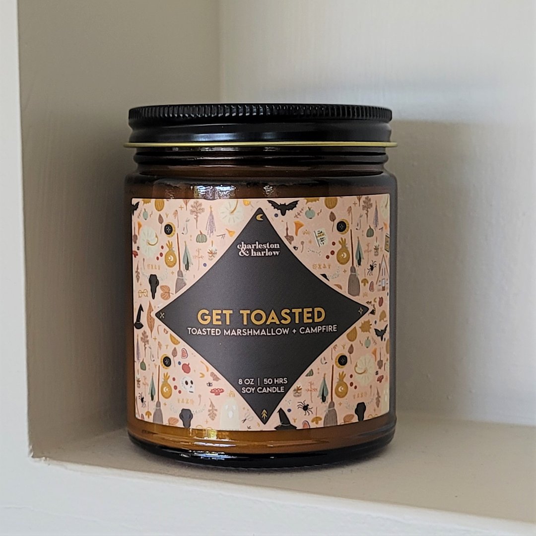  charleston &amp; Harlow  Get Toasted Soy Glass Jar Candle 