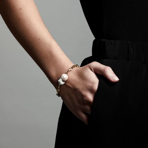 model showing pilgrim jewellery gracefulness bracelet on her wrist 