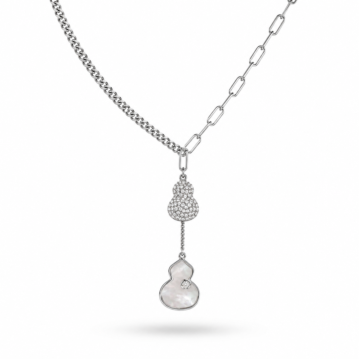 White Gold Plated CZ Pendant Necklace 40 cm / 15.7”