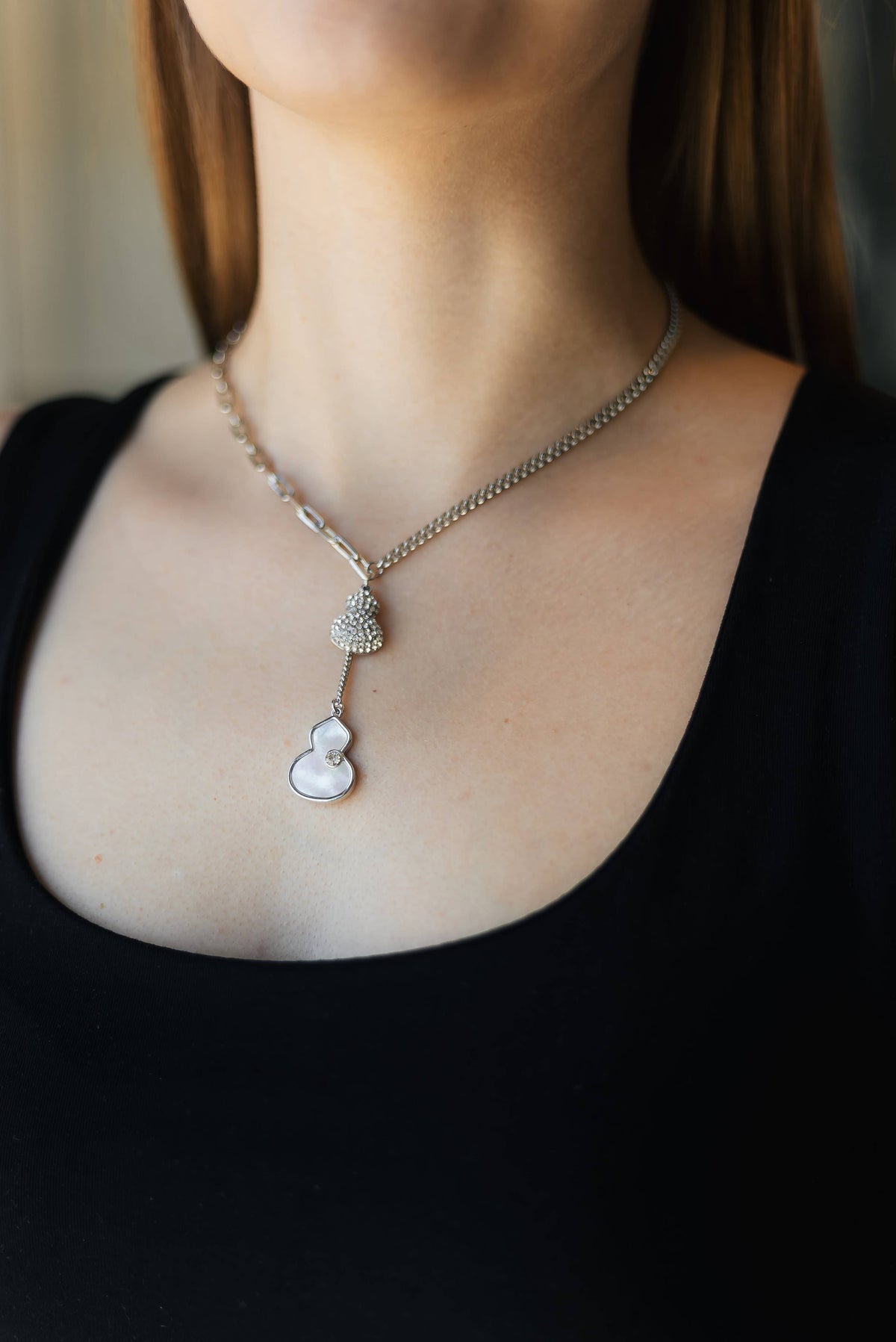 White Gold Plated CZ Pendant Necklace 40 cm / 15.7”