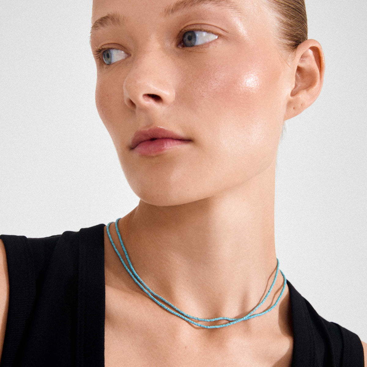 HAZE blue beads necklaces 2-in-1