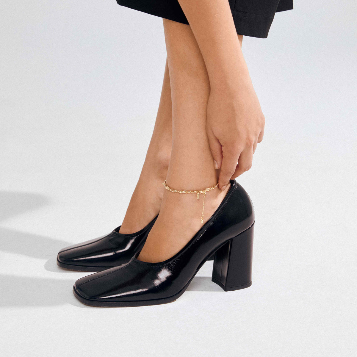 NOVA recycled textured ankle chain - 25 cm