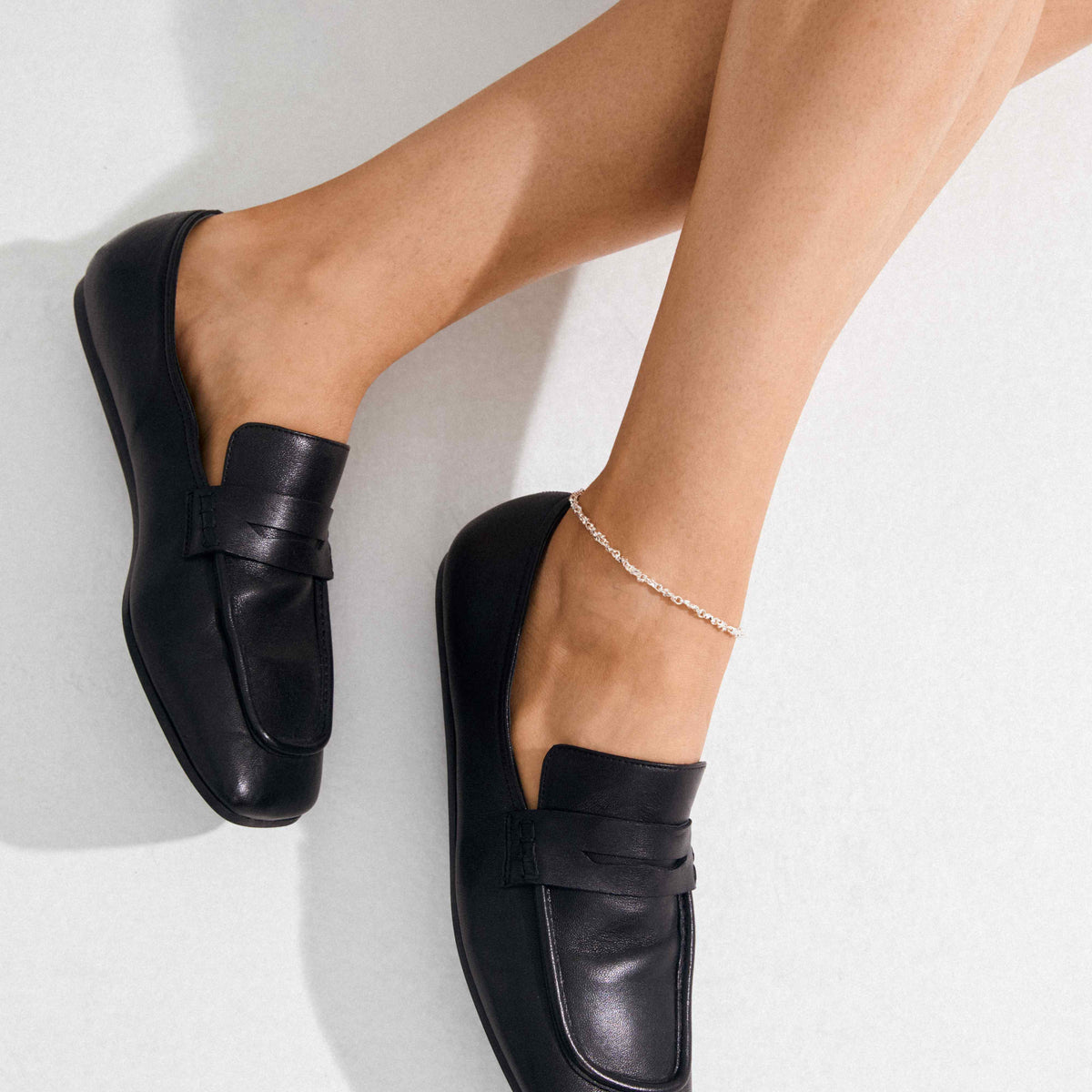 NOVA recycled textured ankle chain - 25 cm
