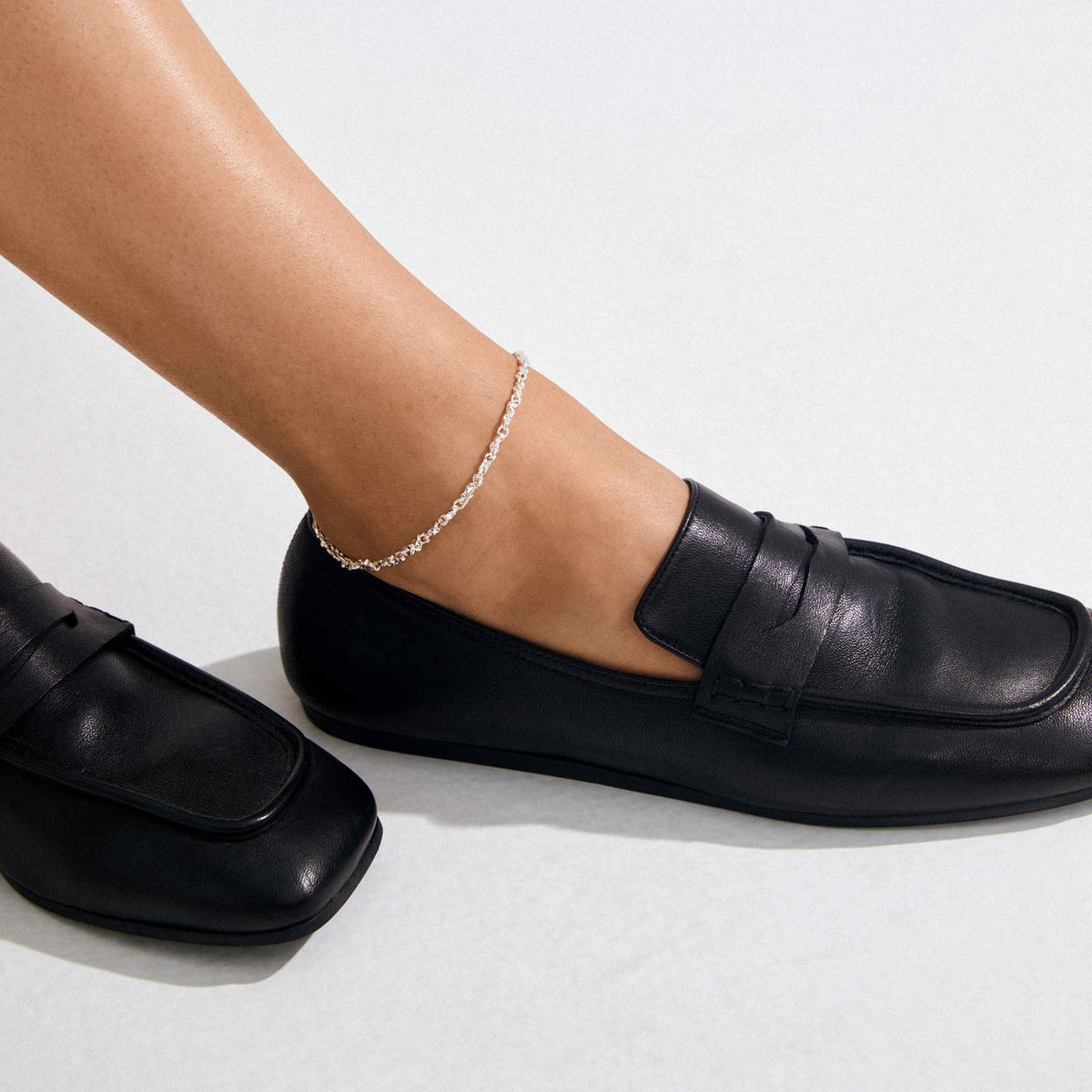 NOVA recycled textured ankle chain - 25 cm