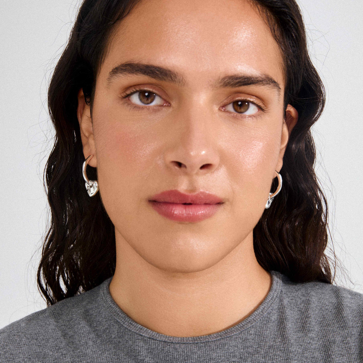 NOVA recycled heart pendant hoop earrings