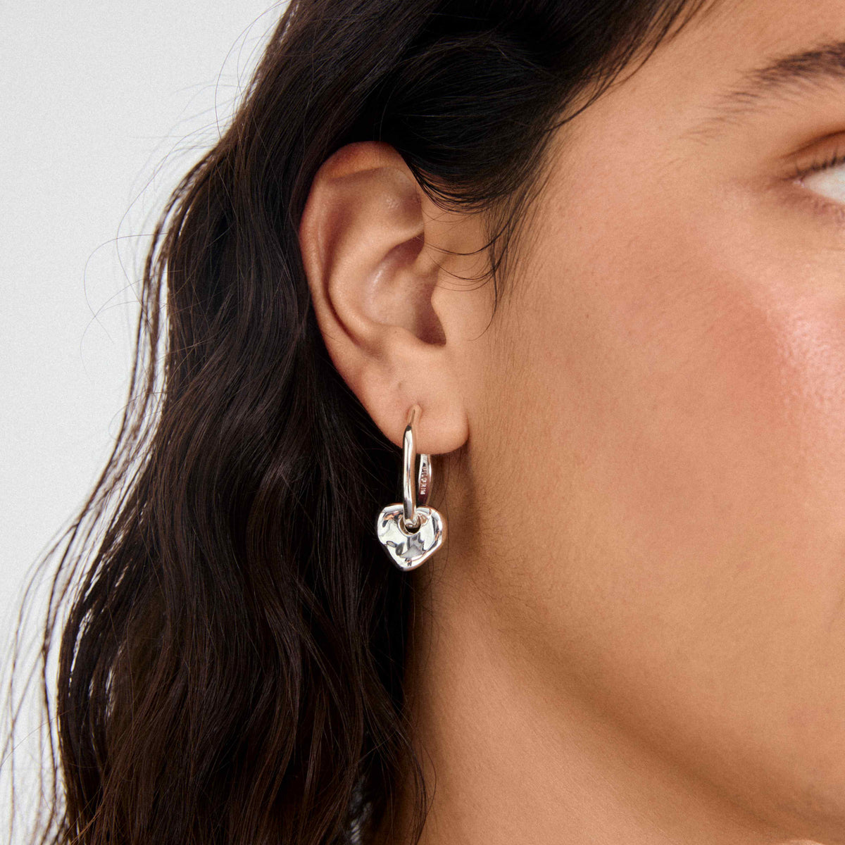 NOVA recycled heart pendant hoop earrings