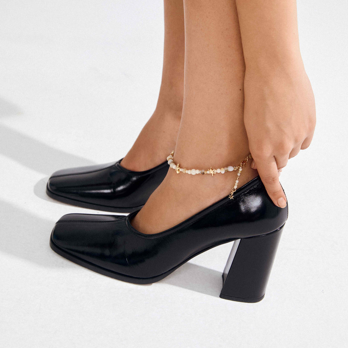 PRISM recycled beaded ankle chain - 25 cm