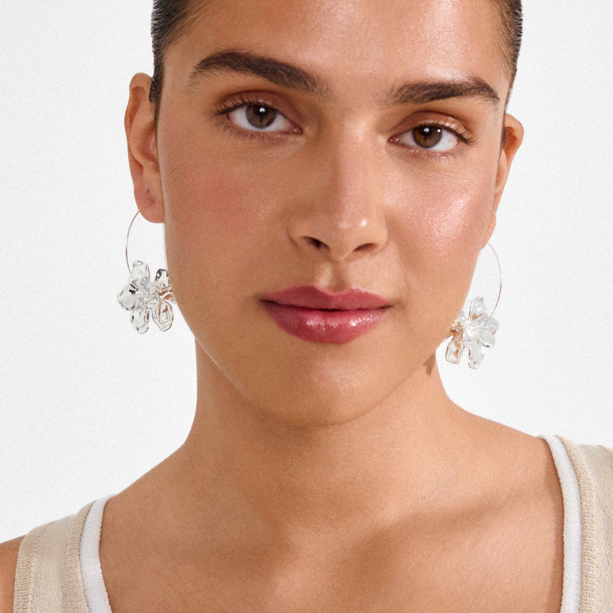 LUNITH recycled flower pendant earrings