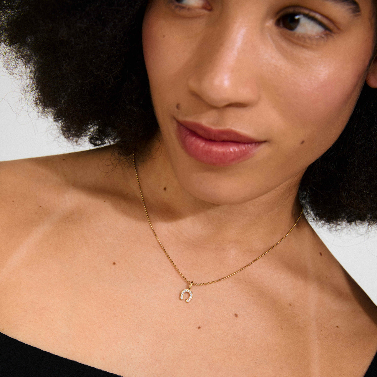 CHARM recycled mini crystal horseshoe pendant