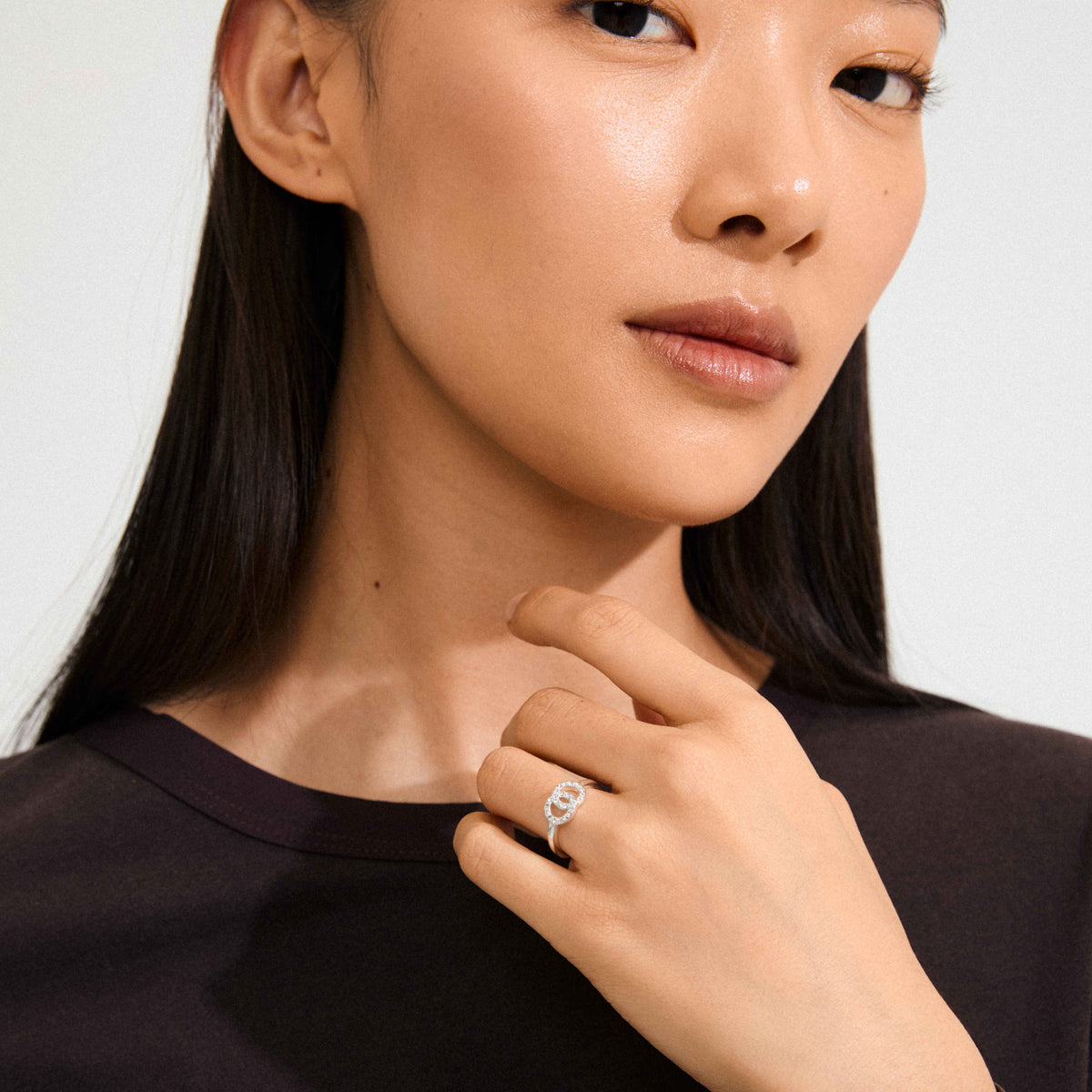 LULU recycled crystal halos stack ring