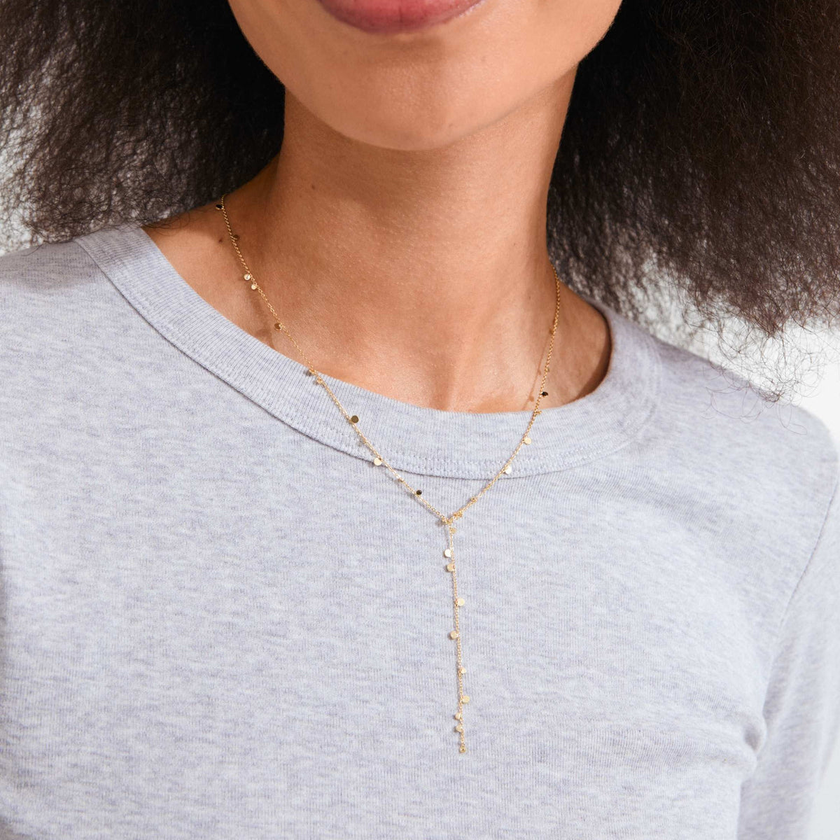 BAYLEN recycled tiny coins y-necklace