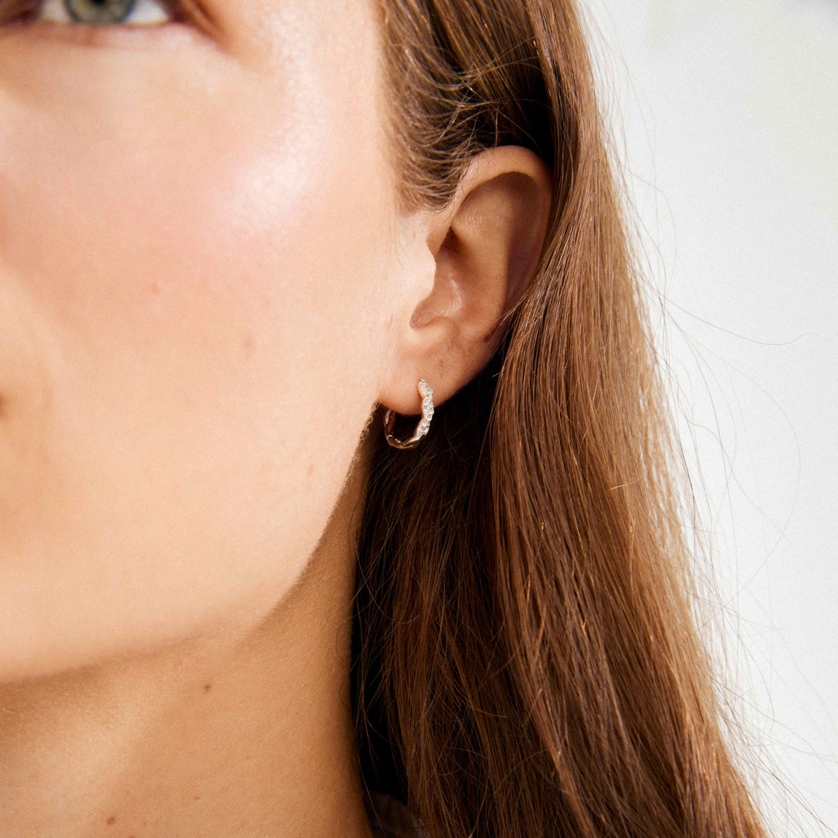 Ezo Twirled Small Crystal Hoops