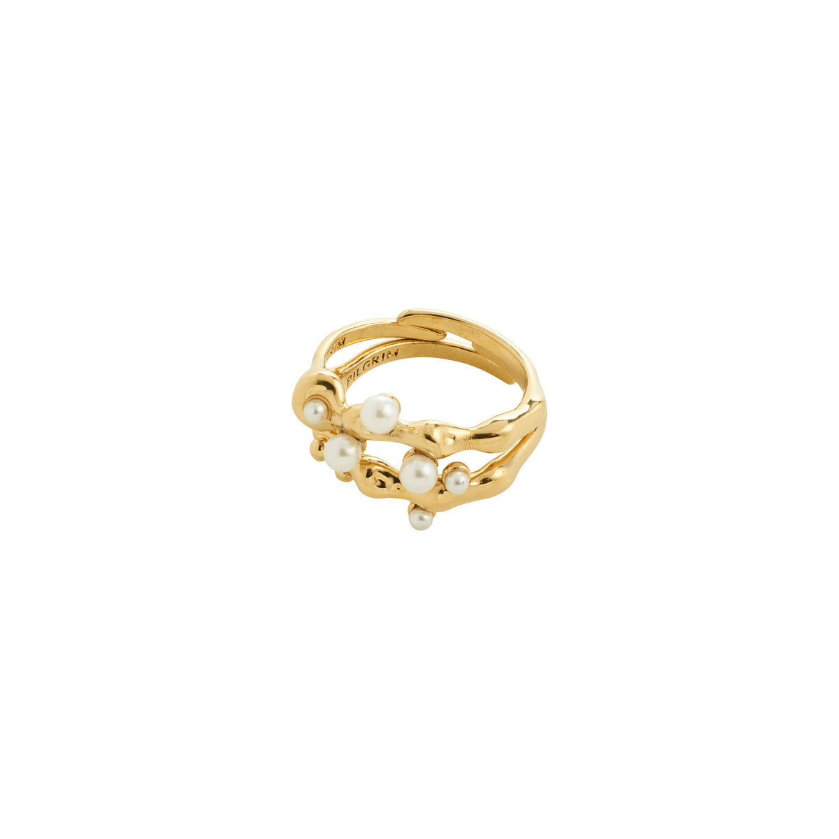 HADLEY recycled pearl rings 2-in-1 set