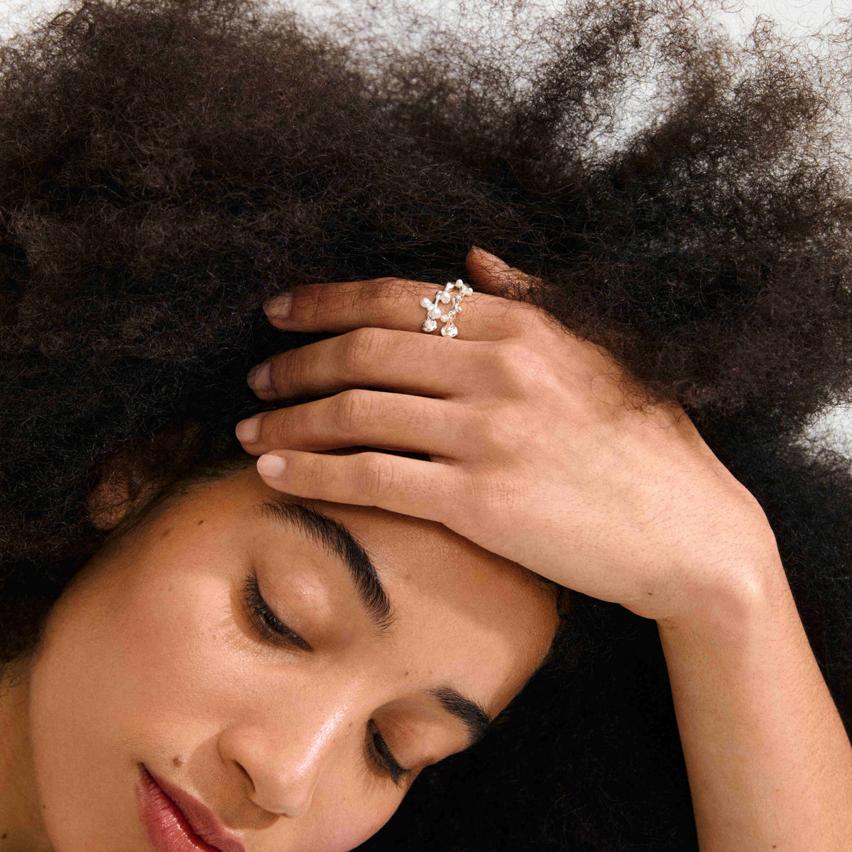 HADLEY recycled pearl rings 2-in-1 set