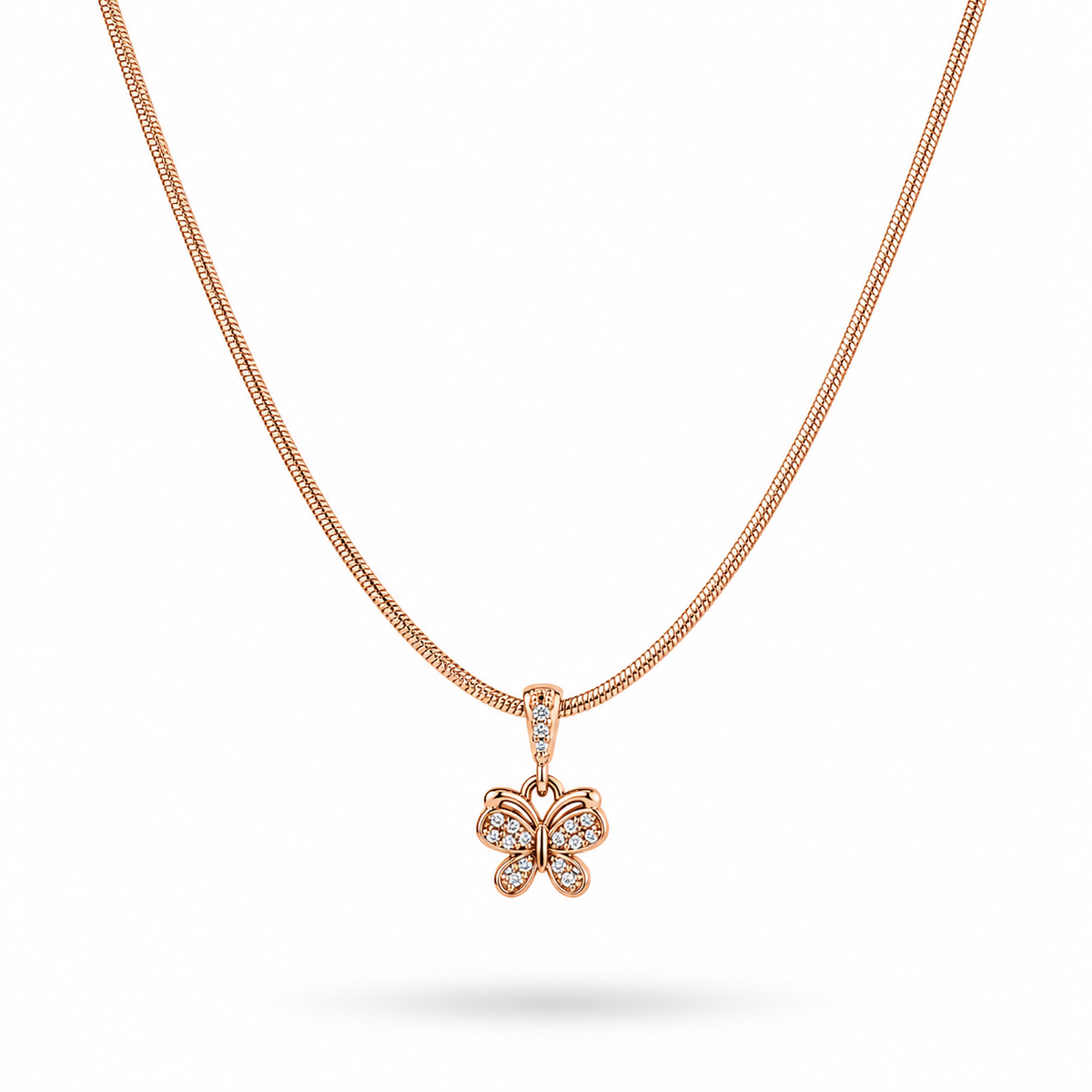 Rose Gold Plated Butterfly Pendant Necklace 45 cm