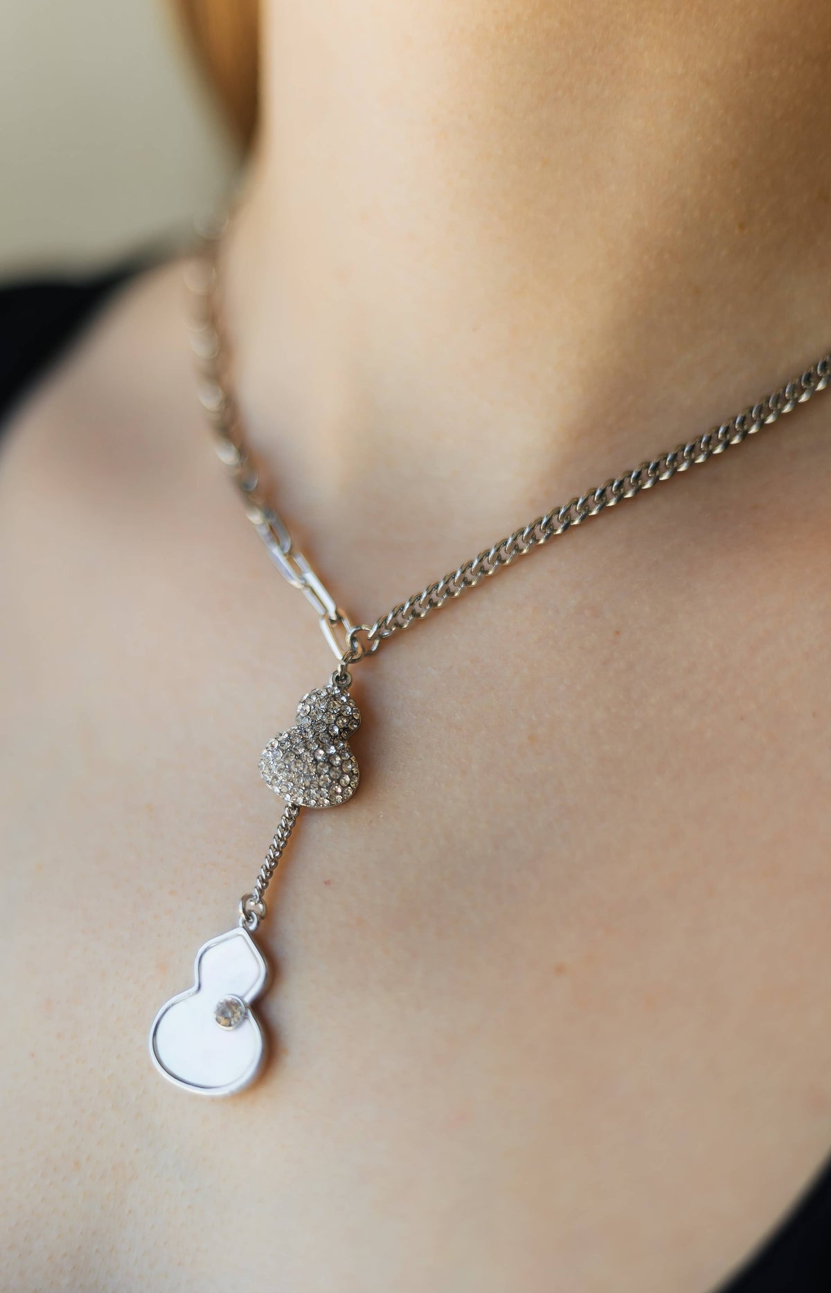 White Gold Plated CZ Pendant Necklace 40 cm / 15.7”