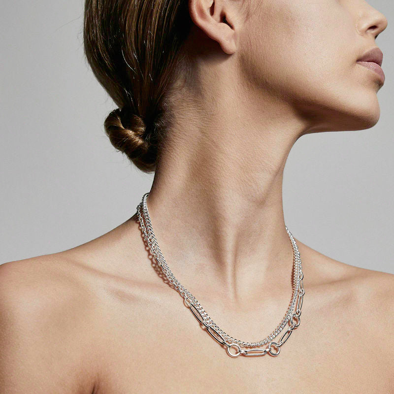Model wearing Pilgrim Jewellery 2 in 1 Chain Necklace 