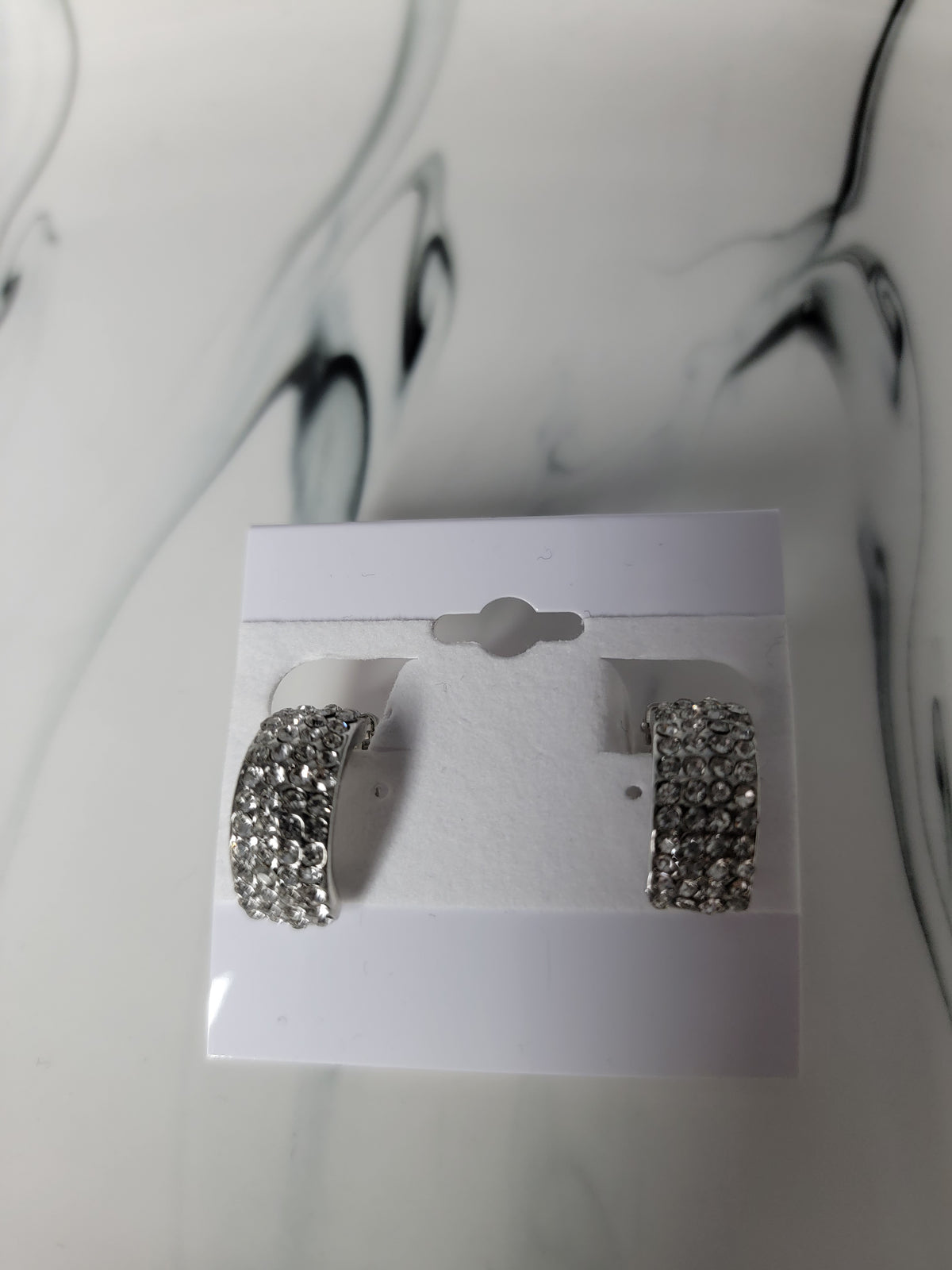 patterned shiny silver clip fashion earrings