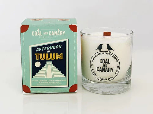 Coal and Canary Candle glass jar and box Afternoon in Tulum