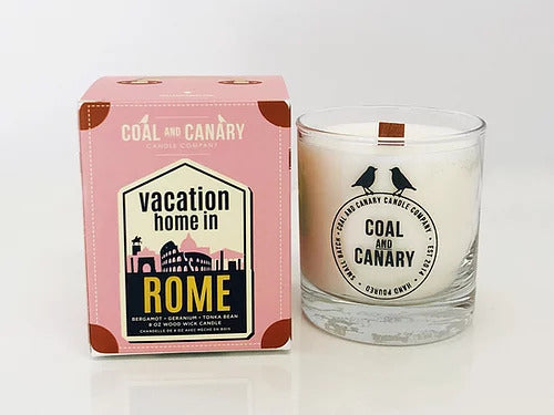 Coal and Canary Vacation Home in Rome glass candle and box