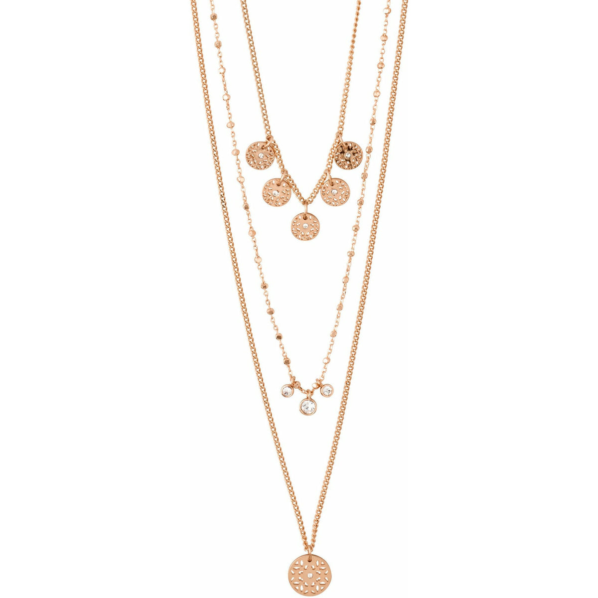 Pilgrim Jewellery Carol Layered 3 in 1 Rose Gold-Plated  Necklace