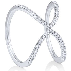 .925 Sterling Silver Fashion Ring with CZ. Rhodium Plated . Nickel Free  Across top 13.5mm  Weight. 2.8 grams  Size 8