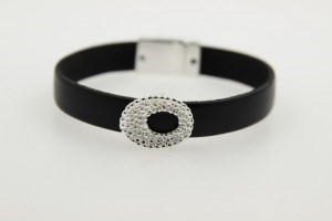 faux leather strap with cz fashion bracelet