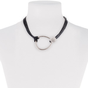 leather metal crystal fashion jewellery that can we worn as necklace or bracelet 