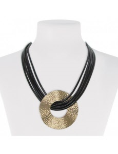 leather and metal fashion jewellery necklace 