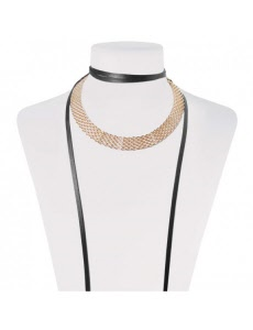 Metal and leather fashion jewellery necklace 