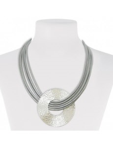metal and leather fashion jewellery necklace 