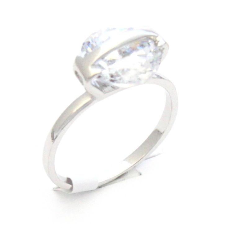 Fashion Ring with clear cubic zirconia.  Brass and Rhodium plated.  Size 7