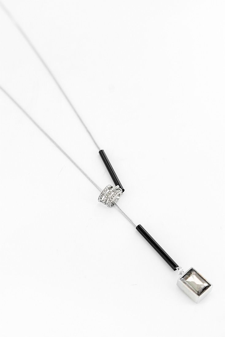 fashion jewellery necklace lariat style with crystal slider detail