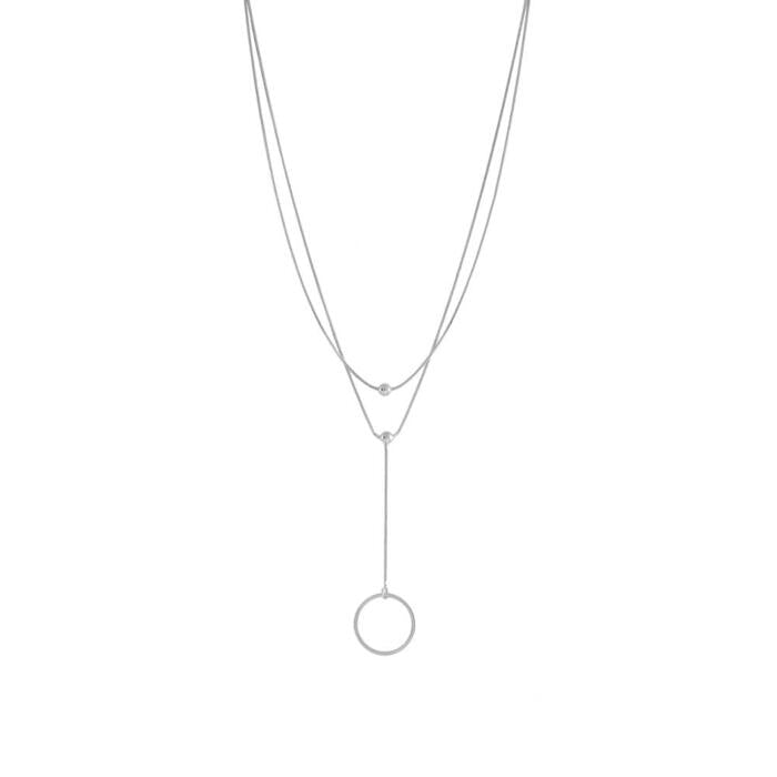 Merx Fashion Necklace Shiny Rhodium plated