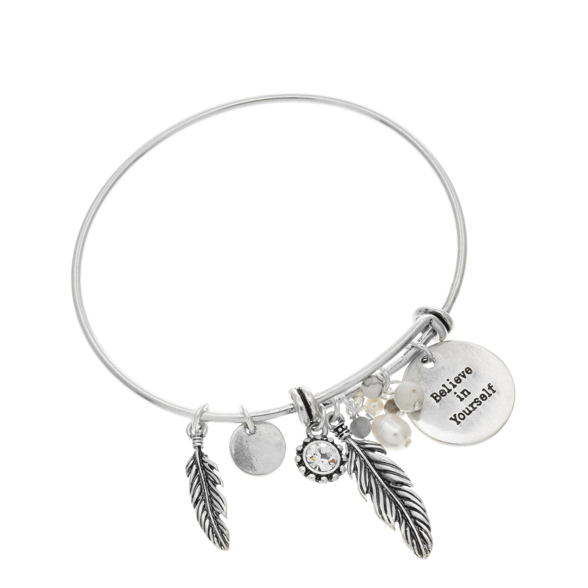 Merx fashion  jewellery bracelet with crystal stone and a believe in yourself inspirational saying