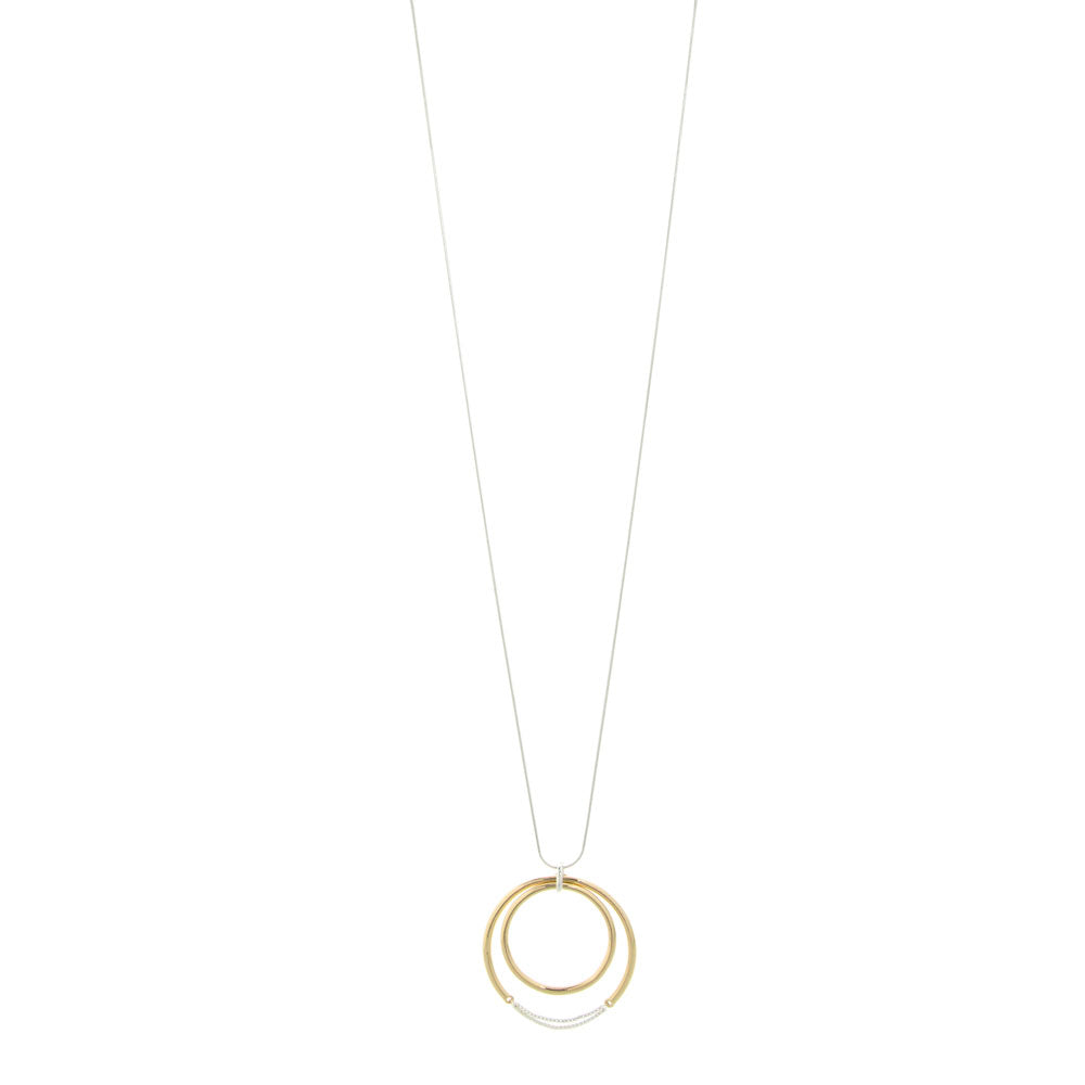 Merx fashion jewellery chain necklace.  Shiny silver chain and shiny gold circle