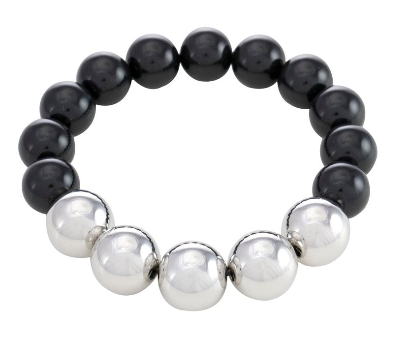 Merx fashion jewellery stretch  bracelet 14mm beads amd 12mm pearls 