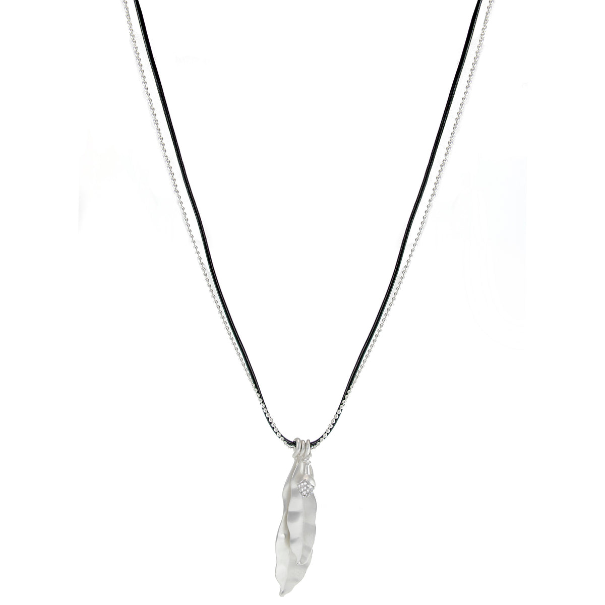 Merx fashion jewellery necklace. Matt Silver with  Crystal Accent 