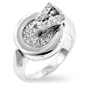 Brass and Rhodium shiny CZ fashion jewellery ring