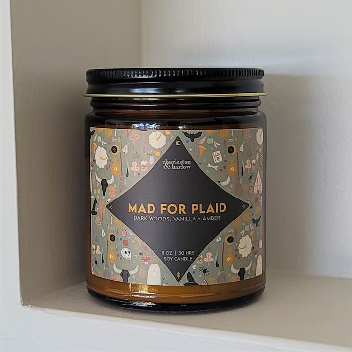 Charleston & Harlow  Mad For Plaid  Soy Glass Jar Candle 